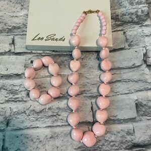 Classic Pink Beaded Necklace & Bracelet Set~